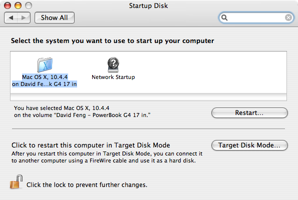 mac os x startup disk preferences